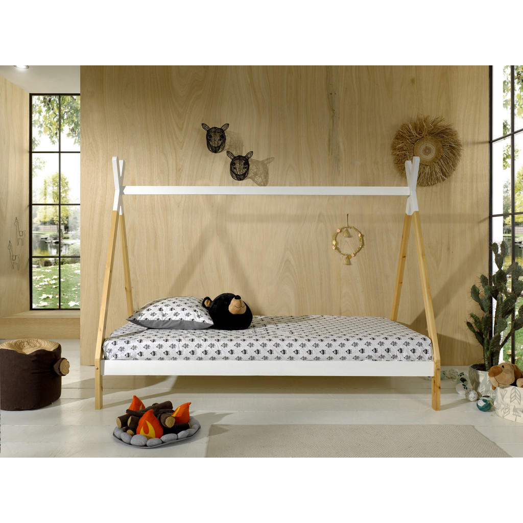 MID.YOU DOMČEKOVÁ POSTEĽ, 90/200 cm biela, farba borovice.