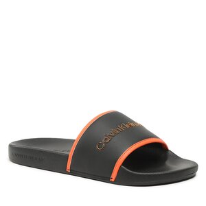 Šľapky Calvin Klein Jeans - Slide Institutional YM0YM00360 Black/Orange 0JH.