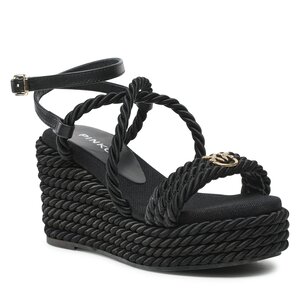 Sandále Pinko - Brigitte Wedge Corda Intrecciata PE 23 BLKG1 100869 A0R3 Nero Limousine Z99.