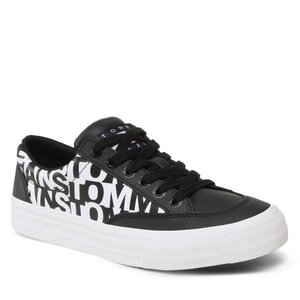 Sneakersy Tommy Jeans - Leather Logo Print EM0EM01129 Black BDS.