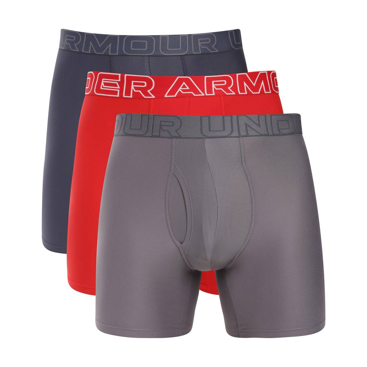 3PACK pánske boxerky Under Armour viacfarebné (1383878 044) XXL, trenky.
Ak hľadáte spodnú bielizeň, ktorá vám poskytne skvelú oporu pri športe aj každodennom nosení, potom sú boxerky Under Armour tou správnou voľbou!
Prvotriedna zmes materiálov pre maximálne pohodlie
Boxerky Under Armour sú vyrobené zo zmesi bavlny a umelých vlákien, čo im dodáva priedušnosť, pružnosť a príjemný pocit na pokožke.
Tkaná guma a dlhšie nohavice pre väčšie pohodlie a ochranu
Pružný elastický pás s logom Under Armour drží boxerky bezpečne na svojom mieste bez toho, aby tlačili alebo zaborili.
Prečo si vybrať boxerky Under Armour?

Skvelá kombinácia materiálov: Funkčné materiály zaisťujú maximálne pohodlie.
Dlhšie nohavice: Skvelá podpora a pohodlie počas celého dňa.
Ideálne na šport a bežné nosenie: Funkčný dizajn, priedušné materiály a dokonalý strih.

Spodná bielizeň Under Armour pre aktívny životný štýl
Značku Under Armour založil bývalý hráč amerického futbalu Kevin Plank, ktorý bol nespokojný so svojím športovým oblečením, ktoré sa ľahko potilo a rozhodne nevonia.
Ako sa starať o boxerky Under Armour?
Aby ste mali istotu, že vaše boxerky zostanú dlho v skvelom stave, odporúčame dodržiavať tieto pokyny.

Pranie: Odporúčame prať pri teplote 30 °C, aby sa zachovala elasticita a farba.
Sušenie: Neodporúčame, sušte na vzduchu, aby ste zabránili poškodeniu vlákien.
Žehlenie: Nežehlite, materiál je prirodzene odolný voči pokrčeniu.

Tip: Športová bielizeň si zaslúži šetrné zaobchádzanie.