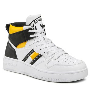Sneakersy Tommy Jeans - Retro Basket Mid Cut EM0EM01142 White YBR.