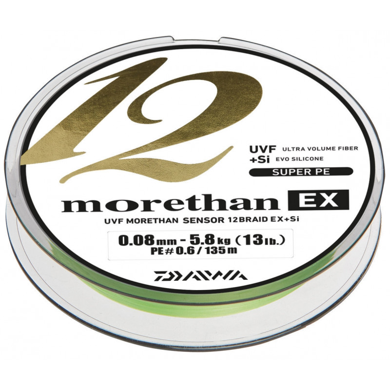 Daiwa splietaná šnúra morethan 12 braid ex+si - 0,18 mm 16,2 kg 300 m.