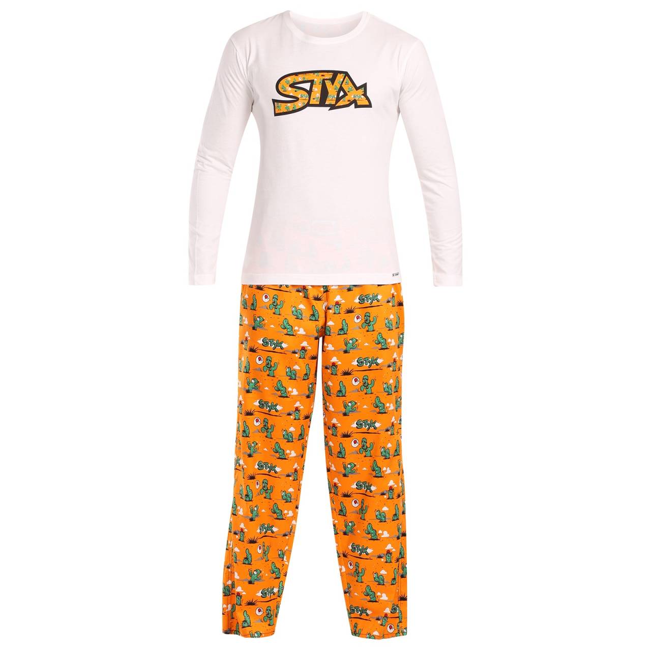 Pyjama homme Styx cactus (PDP1351) L.
Vous souhaitez bénéficier d'un confort maximal pour dormir et vous détendre à la maison?
Matériaux de qualité pour un confort maximal
Les pyjamas pour hommes Styx sont fabriqués à partir de matériaux de qualité supérieure qui garantissent le confort tout au long de la nuit.
Coupe confortable et design moderne
La coupe du pyjama Styx est conçue pour un confort ultime.
Pourquoi choisir le pyjama homme Styx ?

Matériaux de première qualité: Satin de coton pour le pantalon, coton doux pour la chemise.
Coupe confortable: Liberté de mouvement et confort maximal.
Production tchèque: Garantie de qualité et soutien aux produits locaux.

La qualité de la République tchèque - c'est le sous-vêtement Styx
La marque Styx a plus de 30 ans d'expérience dans la fabrication de lingerie et de vêtements d'intérieur de qualité.
Comment entretenir un pyjama Styx ?

Blanchisserie : Laver à 30 °C avec un détergent doux.
Séchage : Il est préférable de le laisser sécher librement, sans passer par le sèche-linge.
Repassage : Si nécessaire, repasser à l'envers à feu doux.

Conseil : Devenez un expert de l'entretien de la lingerie les conseils de notre article et donnez à vos pièces préférées le soin qu'elles méritent.