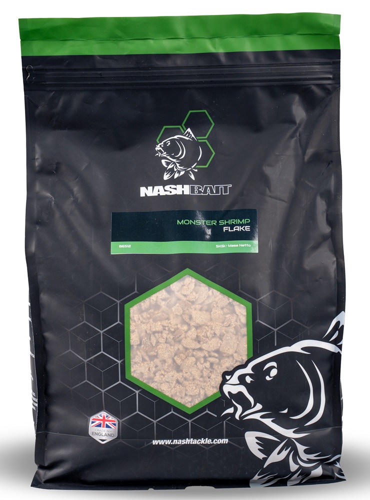 Nash drvené boilies flake monster shrimp - 5 kg.