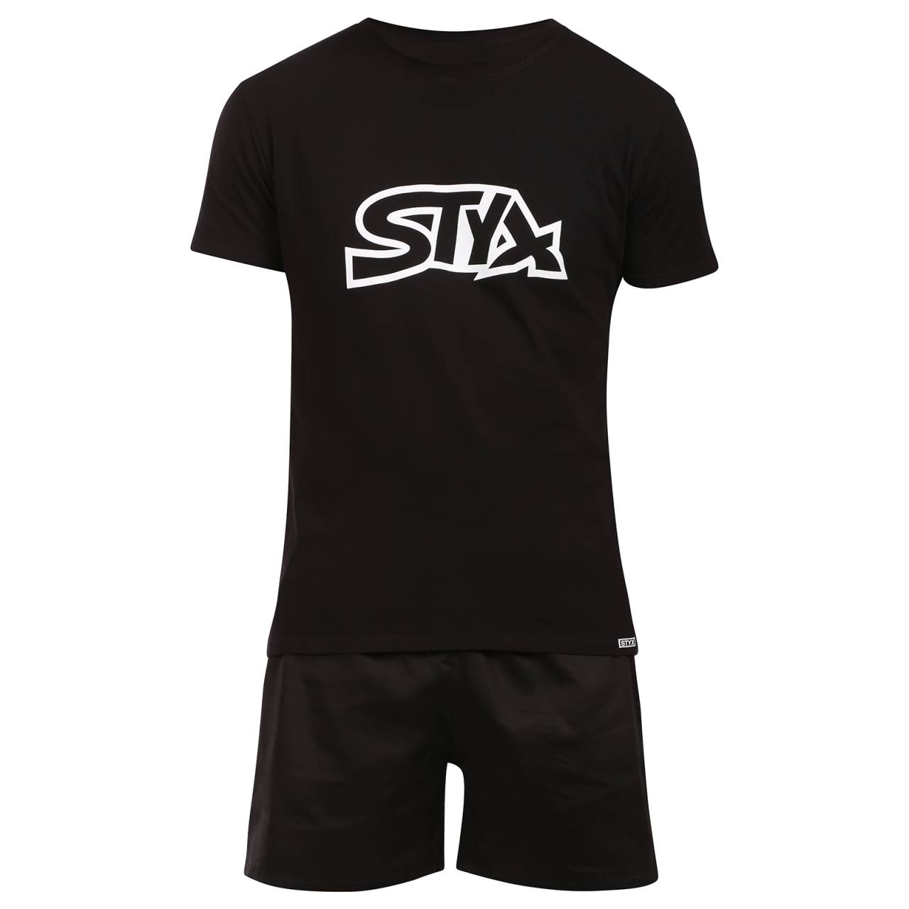 Pánske pyžamo Styx čierne (PKP960) M.
Doprajte si pohodlný spánok a štýlové chvíle doma s pánskym pyžamom Styx, ktoré je kompletne vyrobené v Českej republike.
Vysoko kvalitný materiál pre pohodlné nosenie
Tričko je vyrobené z príjemnej bavlny, ktorá je mäkká, priedušná a poskytne vám maximálny komfort počas celej noci.
Moderný dizajn, ktorý si zamilujete
Tričko s krátkymi rukávmi dopĺňajú boxerky s klasickým elastickým pásom, ktorý je pohodlný a zostáva presne tam, kde má.
Prečo vyskúšať pánske pyžamo Styx

Celkom vyrobené v Českej republike: Česká značka s tradíciou a poctivým spracovaním.
Kombinácia bavlny a bavlneného saténu: Mäkkosť, ľahkosť a priedušnosť v jednom.
Štýlový a moderný vzhľad: Tričko s logom a farebné boxerky vás odlíšia od davu.

Spodná bielizeň Styx patrí medzi najobľúbenejšie
Česká značka Styx je medzi zákazníkmi známa predovšetkým svojimi boxerkami s originálnymi vzormi v odvážnych farbách.
Ako sa starať o pánske pyžamy Styx
Aby vaše pyžamy vyzerali čo najdlhšie ako nové, odporúčame dodržiavať tieto pokyny na údržbu.

Pranie: Perte na 30 °C, ideálne naruby, aby sa potlač na tričku a farby boxeriek zachovali dlhšie.
Sušenie: Sušenie v sušičke sa neodporúča – materiály môžu stratiť svoj tvar a mäkkosť.
Žehlenie: Áno, pyžamo môžete žehliť – tričko aj šortky môžete žehliť pri strednej teplote.

Tip: Vaše obľúbené spodné prádlo si zaslúži šetrné zaobchádzanie.
