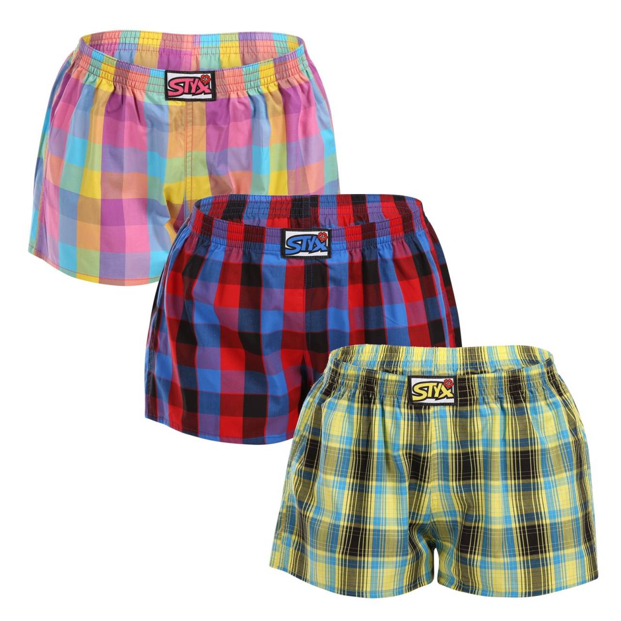 3PACK dámske trenky Styx klasická guma viacfarebné (3K102128) XL, trenírky.
Doprajte si jedinečný pocit luxusu a pohodlia s dámskymi saténovými šortkami Styx!
Kvalitný materiál pre maximálne pohodlie
Dámske šortky Styx sú vyrobené z príjemného saténového materiálu, ktorý zaručuje ľahkosť, mäkkosť a jemný chladivý účinok na pokožku.
Zvodný dizajn a precízne české spracovanie
Dámske šortky Styx sú navrhnuté v jednoduchom, ale účinnom strihu, ktorý vám poskytne absolútnu voľnosť pohybu.
Prečo si zamilujete saténové šortky Styx?

Luxusný saténový materiál: Mäkký, ľahký a príjemne chladivý na pokožke.
Štýlový dizajn: Pre elegantný a sebavedomý vzhľad.
Pohodlný strih: Ideálne na spanie, domáce nosenie alebo voľnočasové aktivity.
Klasická guma s logom Styx: Skvele padne a netlačí.
Vyrobené v Českej republike: Precízne spracovanie a záruka kvality

Spodná bielizeň Styx je jednou z najobľúbenejších
Česká značka Styx je medzi zákazníkmi známa najmä vďaka svojej spodnej bielizni s neotrelými vzormi vo výrazných farbách.
Ako sa mám starať o svoje šortky Styx?
Aby vaše obľúbené saténové šortky vydržali dlho v skvelom stave, odporúčame dodržiavať tieto rady:

Pranie: Odporúčame prať pri teplote 30 °C, aby si šortky zachovali svoj jemný lesk a mäkkosť.
Sušenie: Neodporúčame sušenie v bubnovej sušičke, aby nedošlo k poškodeniu vlákien.
Žehlenie: V prípade potreby môžete šortky žehliť pri nízkej teplote.

Tip: Vaša obľúbená spodná bielizeň si zaslúži šetrné zaobchádzanie.