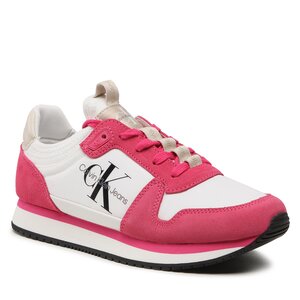 Sneakersy Calvin Klein Jeans - Runner Sock Laceup Ny YW0YW00840 White/Raspberry Sorbet 01W.