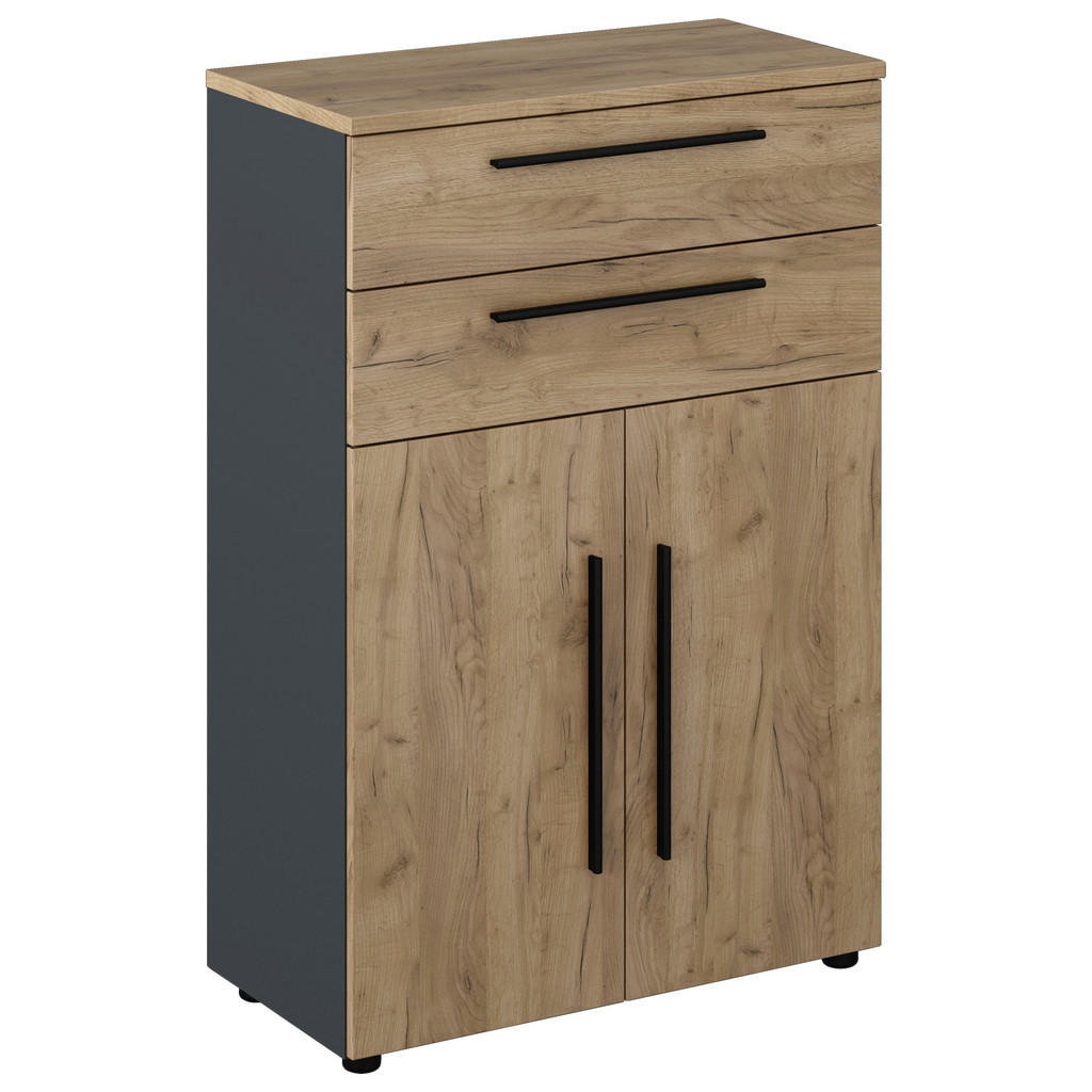 Voleo KOMODA, antracitová, dub artisan, 80/120/40 cm.