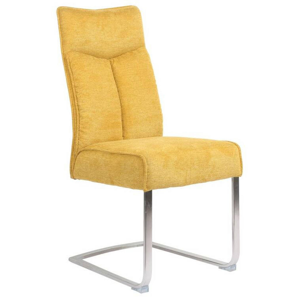 Novel STOLIČKA S PRUŽNÝM PODNOŽÍM, tkaná textília, žltá, farba ušľachtilej ocele.