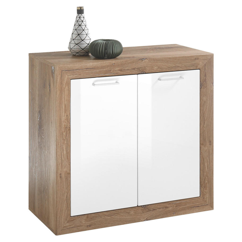 Carryhome KOMODA, farba duba, biela s vysokým leskom, 90/87/42 cm.