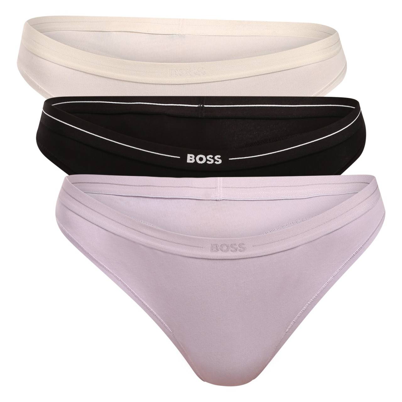 3PACK dámske tangá BOSS viacfarebné (50510030 969) M.
Doprajte si nadčasovú eleganciu a pohodlie v jednom s dámskymi tangami BOSS.
Kvalitná bavlna pre maximálne pohodlie
Nohavičky sú vyrobené z bavlny s prímesou elastanu, takže látka je príjemná na dotyk, priedušná a jemná k pokožke.
Čistý dizajn, ktorý sa hodí ku všetkému
Tanga BOSS majú jednoduchý strih, ktorý lichotí postave a hodí sa ku každému oblečeniu - od džínsov až po priliehavé šaty.
Prečo milujeme tangá BOSS

Bavlnený materiál, ktorý s vami dýcha.
Minimalistický dizajn, ktorý nikdy neomrzí, skvele padne každej postave.
Dokonalá kombinácia štýlu a funkčnosti.

Spodnú bielizeň BOSS si zamilujú všetky štýlové ženy
Značka BOSS vznikla odčlenením od známeho výrobcu oblečenia Hugo Boss ako línia výrobkov pre mužov a ženy, ktorí milujú kvalitné kúsky a nadčasový vzhľad.
Ako sa starať o tangá BOSS
Aby vám nová spodná bielizeň dlho vydržala ako nová, odporúčame vám dodržiavať nasledujúce pokyny týkajúce sa starostlivosti.

Pranie: Per na 40 °C s jemným pracím prostriedkom.
Sušenie: Nesuš v sušičke – sušenie na vzduchu je šetrnejšie a predĺži životnosť elastických vlákien.
Žehlenie: Je možné žehliť, ale len na nízky stupeň.

Tip: Staňte sa expertom na údržbu spodnej bielizne vďaka radám v našom článku a doprajte svojim obľúbeným kúskom starostlivosť, ktorú si zaslúžia.