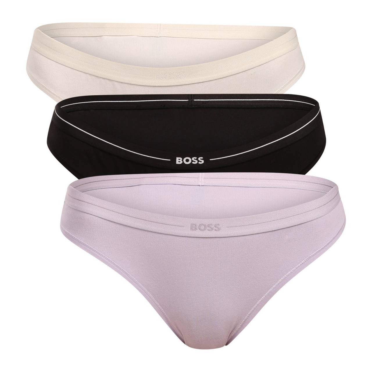 3PACK dámske nohavičky BOSS viacfarebné (50510016 969) L.
Doprajte si nadčasovú eleganciu a pohodlie v jednom s dámskymi nohavičkami BOSS.
Kvalitná bavlna pre vaše maximálne pohodlie
Nohavičky sú vyrobené z bavlny s prímesou elastanu, takže materiál je príjemný na dotyk, priedušný a šetrný k pokožke.
Čistý dizajn, ktorý sa hodí ku všetkému
Nohavičky BOSS majú jednoduchý strih, ktorý lichotí postave a je vhodný pod akékoľvek oblečenie – od džínsov po elegantné šaty.
Prečo milujeme nohavičky BOSS

Bavlnený materiál, ktorý dýcha s vami.
Minimalistický dizajn, ktorý nikdy nevyjde z módy, skvelý strih pre každú postavu.
Ideálna kombinácia štýlu a funkčnosti.

Spodná bielizeň BOSS si obľúbia všetky štýlové ženy
Značka BOSS sa oddelila od známeho výrobcu odevov Hugo Boss ako rad produktov pre mužov a ženy, ktorí milujú kvalitné kúsky a nadčasový vzhľad.
Ako sa starať o dámske nohavičky BOSS
Aby ti tvoje nové spodné prádlo vydržalo ako nové, odporúčame dodržiavať nasledujúce pokyny na údržbu.

Pranie: Per na 40 °C s jemným pracím prostriedkom.
Sušenie: Nesuš v sušičke – sušenie na vzduchu je šetrnejšie a predĺži životnosť elastických vlákien.
Žehlenie: Je možné žehliť, ale len na nízky stupeň.

Tip: Staňte sa odborníkom na údržbu spodnej bielizne vďaka tipom v našom článku a doprajte svojim obľúbeným kúskom starostlivosť, ktorú si zaslúžia.