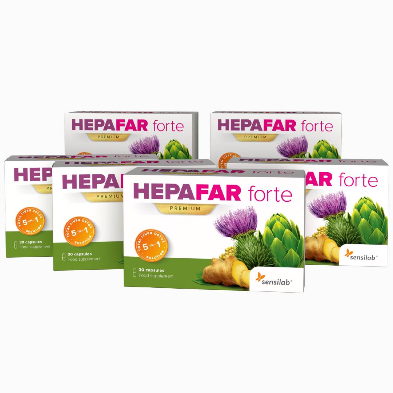 Hepafar Forte Premium | Desintoxica o figado | Com cardo mariano e fosfolípidios | Programa de 3 meses | 6x 30 cápsulas | Sensilab.