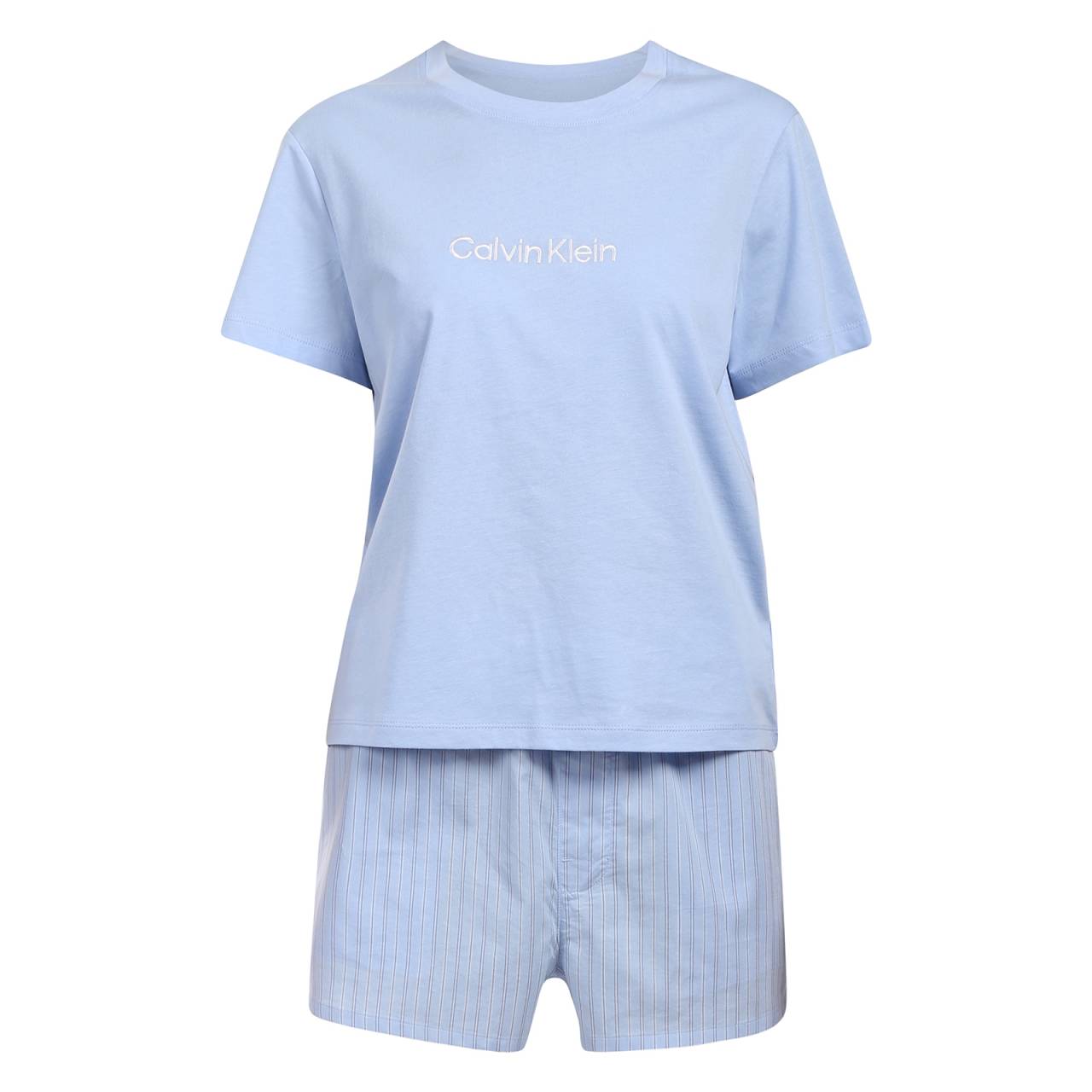 Dámske pyžamo Calvin Klein modré (QS7576-39Z) XL.
Užite si pokojné večery a osviežujúce rána v ikonických dámskych pyžamách Calvin Klein, ktoré kombinujú maximálny komfort s minimalistickým dizajnom.
Vysoko kvalitná bavlna pre maximálne pohodlie
Dámske pyžamy Calvin Klein sú vyrobené zo 100 % bavlny, ktorá je známa svojou priedušnosťou, jemnosťou a šetrnosťou k pokožke.
Moderný a nadčasový vzhľad
Jednofarebné tričko s krátkymi rukávmi v kombinácii s pohodlnými voľnými šortkami tvoria perfektný outfit, najmä na horúce dni.
Prečo si zamilujete pyžamo Calvin Klein

100 % bavlna: rírodný materiál, ktorý je mäkký, priedušný a príjemný na dotyk.
Svieži a ženský dizajn Calvin Klein: Jednoduché línie, príjemné farby a jemný dizajn.
Pohodlný voľný strih: Ideálny na spanie a relaxáciu doma v teplých dňoch.

Spodná bielizeň Calvin Klein je obľúbená u ľudí po celom svete
Spodná bielizeň Calvin Klein je základným kameňom módneho priemyslu.
Ako sa starať o dámske pyžamy Calvin Klein
Aby vaše obľúbené pyžamy vydržali čo najdlhšie, odporúčame dodržiavať tieto pokyny na údržbu.

Pranie: Práť pri 30 °C s podobnými farbami.
Sušenie: Sušenie v sušičke sa neodporúča – aby vaše pyžamo zostalo mäkké a zachovalo si svoj tvar, nechajte ho vyschnúť na vzduchu, ideálne mimo priameho slnečného žiarenia.
Žehlenie: Žehlenie nie je potrebné.

Tip: Staňte sa odborníkom na starostlivosť o spodnú bielizeň vďaka tipom v našom článku a poskytnite svojim obľúbeným kúskom starostlivosť, ktorú si zaslúžia.