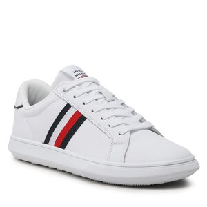 Sneakersy Tommy Hilfiger - Corporate Leather Cup Stripes FM0FM04732 White YBS.