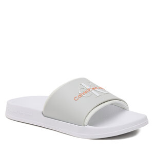 Šľapky Calvin Klein Jeans - Slide Monogram Tpu YM0YM00361 Oyster Mushroom/White 0LG.