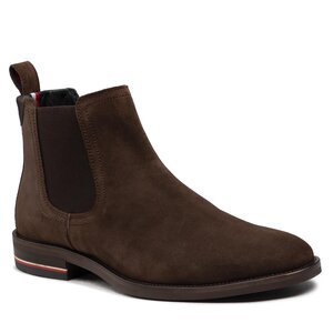 Členková obuv s elastickým prvkom Tommy Hilfiger - Signature Hilfiger Suede Chelsea FM0FM04175 Cocoa GT6.