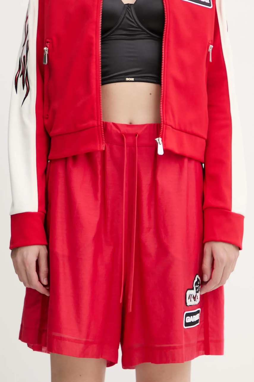 Šortky Pinko červená farba, jednofarebné, vysoký pás, 105243 A2M7.