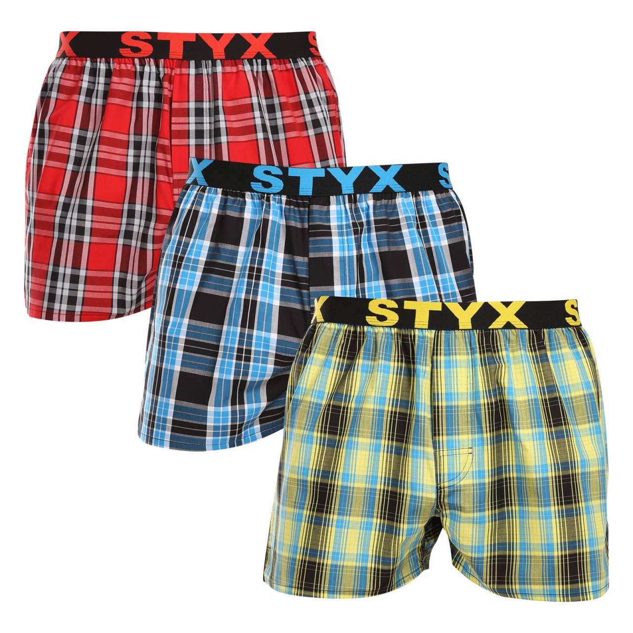 3PACK Calzones de hombre Styx deportivo elástico multicolor (3B102123) M.
¿Busca unos pantalones cortos que combinen estilo, comodidad y calidad superior?
Algodón de calidad para un confort perfecto
Los pantalones cortos están hechos de algodón 100% de primera calidad, que no sólo es suave al tacto, sino también maravillosamente transpirable.
Corte clásico y aspecto moderno
Gracias a su corte holgado, te sentirás completamente cómodo con estos pantalones cortos, ya que ofrecen mucho espacio para un movimiento natural.
Por qué deberías probar los pantalones cortos Styx

100% algodón para el máximo confort: Los pantalones cortos están hechos de algodón de alta calidad que es suave, transpirable y agradable a la piel, lo que garantiza la comodidad durante todo el día.
Goma deportiva tejida: El firme pero cómodo elástico con el logotipo de Styx mantiene el pantalón corto en su sitio sin incómodas muescas ni holguras.
Fabricación checa y mano de obra de calidad: Styx es una marca tradicional checa que se enorgullece de la precisión de su fabricación, la durabilidad y la larga vida útil de sus productos.

La marca checa Styx ofrece diversión y calidad superior
La ropa interior Styx es especialmente popular entre aquellos para quienes la individualidad es importante.
¿Cómo cuidar los pantalones cortos Styx?
Para mantener tus pantalones cortos en plena forma durante mucho tiempo, te recomendamos los siguientes consejos.

Lavandería: Recomendamos lavar a 30 °C para que el algodón conserve su suavidad y los colores se mantengan vivos.
Secadora: No se recomienda secar en secadora para evitar que el material encoja.
Planchado: El algodón puede plancharse, pero recomendamos una temperatura más baja para no dañar el tejido.

Consejo: Conviértete en una experta en mantenimiento de lencería con los consejos de nuestro artículo y dale a tus prendas favoritas el cuidado que se merecen.