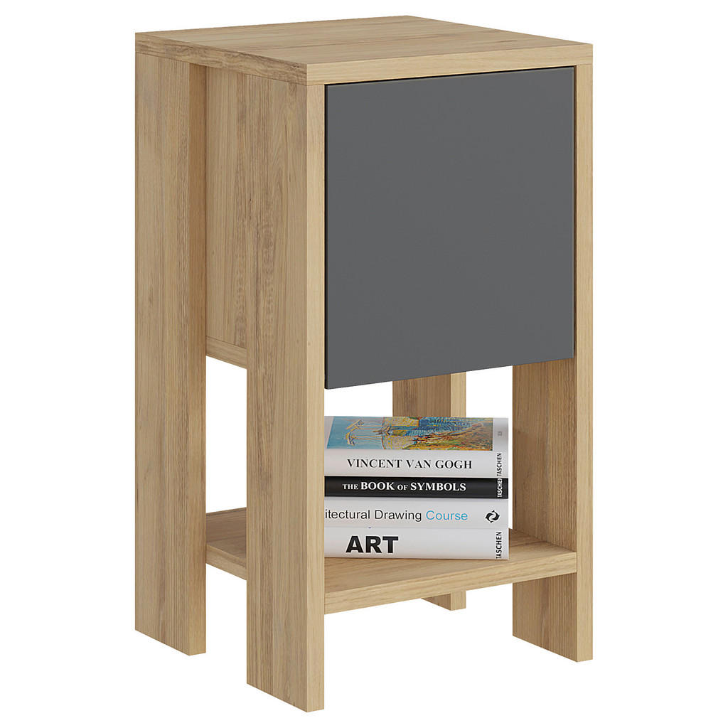 Livetastic NOČNÁ SKRINKA, grafitová, farba duba, 30/55/30 cm.