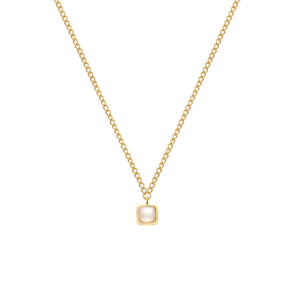 Hot Diamonds Jemný pozlátený náhrdelník s perleťou a diamantom Gemstones DN198.
