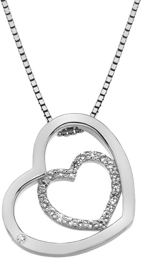 Hot Diamonds Strieborný srdiečkový náhrdelník Adorable Encased DP691 (retiazka, prívesok).