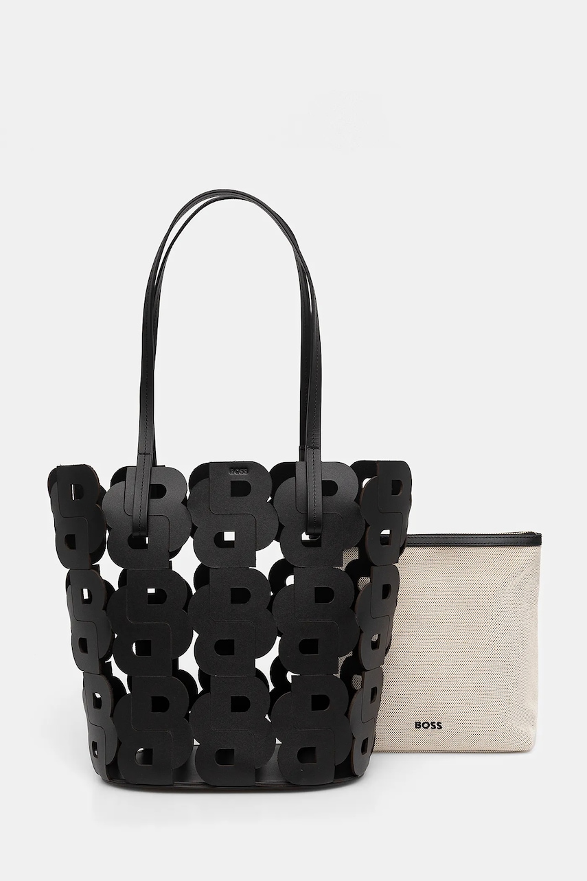 Kožená kabelka BOSS čierna farba, 50541981.