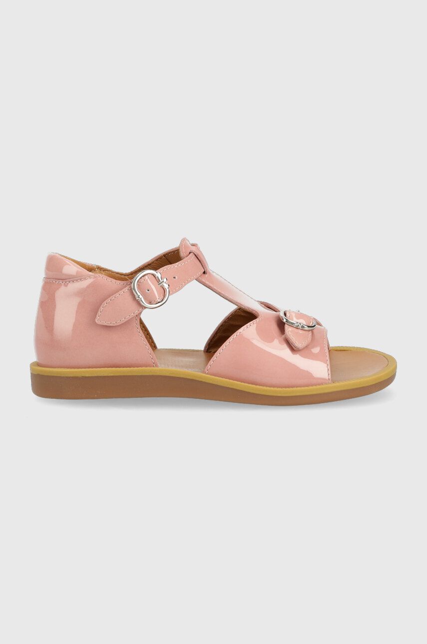 Detské kožené sandále Pom D'api ružová farba.