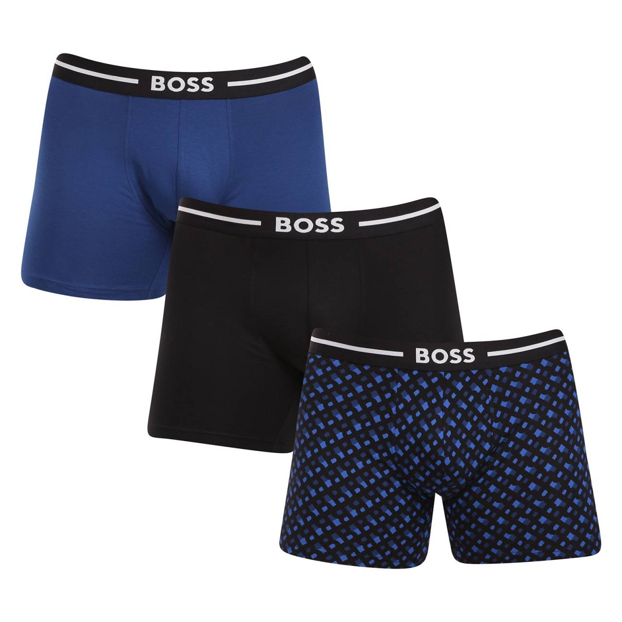 3PACK Herren Klassische Boxershorts BOSS mehrfarbig (50517840 982) M.
Gönnen Sie sich ultimativen Komfort und zeitlosen Stil mit den BOSS Boxershorts für Männer.
Hochwertiges Material für maximalen Komfort
Die Boxershorts sind aus einem hochwertigen Baumwoll-Elastan-Gemisch gefertigt, das die perfekte Kombination aus Weichheit, Atmungsaktivität und Elastizität bietet.
Stilvolles Design und elegantes Aussehen
Das klassische Design mit dezentem BOSS Logo auf dem gewebten Gummi verleiht den Boxershorts einen modernen und anspruchsvollen Look.
Warum Sie die BOSS Boxershorts lieben werden

Hochwertige Baumwolle: Weich, atmungsaktiv und angenehm am Körper.
Elastischer Bund mit BOSS Logo: Elegant und bequem.
Längere Höschen: Ideal unter einem Anzug und beim Sport.
Flexibles Material: Es passt sich perfekt an Ihren Körper an.

Alle stilvollen Männer werden BOSS Unterwäsche lieben
Die Marke BOSS wurde aus dem bekannten Bekleidungshersteller Hugo Boss ausgegliedert und bietet eine Produktlinie für Männer, die hochwertige Stücke und zeitlose Looks lieben.
Wie pflegt man seine BOSS Boxershorts?
Damit Ihre neuen Boxershorts so lange wie möglich ihre Form und Qualität behalten, empfehlen wir Ihnen, die folgenden Hinweise zu beachten:

Waschen: Bei 40°C mit ähnlichen Farben und Feinwaschmittel waschen.
Trocknen: Sie können sie auf niedriger Stufe im Wäschetrockner trocknen, aber wir empfehlen, sie an der Luft zu trocknen, damit sie länger halten.
Bügeln: Falls erforderlich, bei niedriger Hitze bügeln.

Tip: Es kann schwierig sein, die richtige Unterwäsche zu finden, die perfekt sitzt.