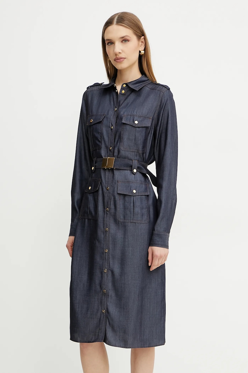 Šaty Marciano by Guess CARLA tmavomodrá farba, mini, rovný strih, 5GGK05 7295A.