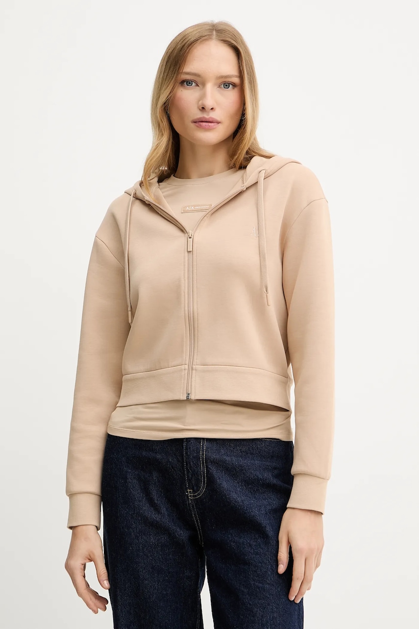 Mikina Armani Exchange béžová farba, s kapucňou, jednofarebná, XW000822 AF10818.