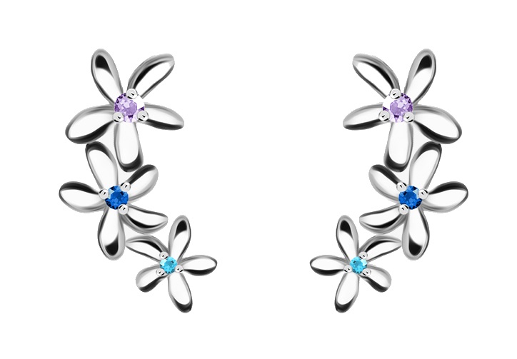 Preciosa Kytičkové pozdĺžne strieborné náušnice Fresh 5345 70.