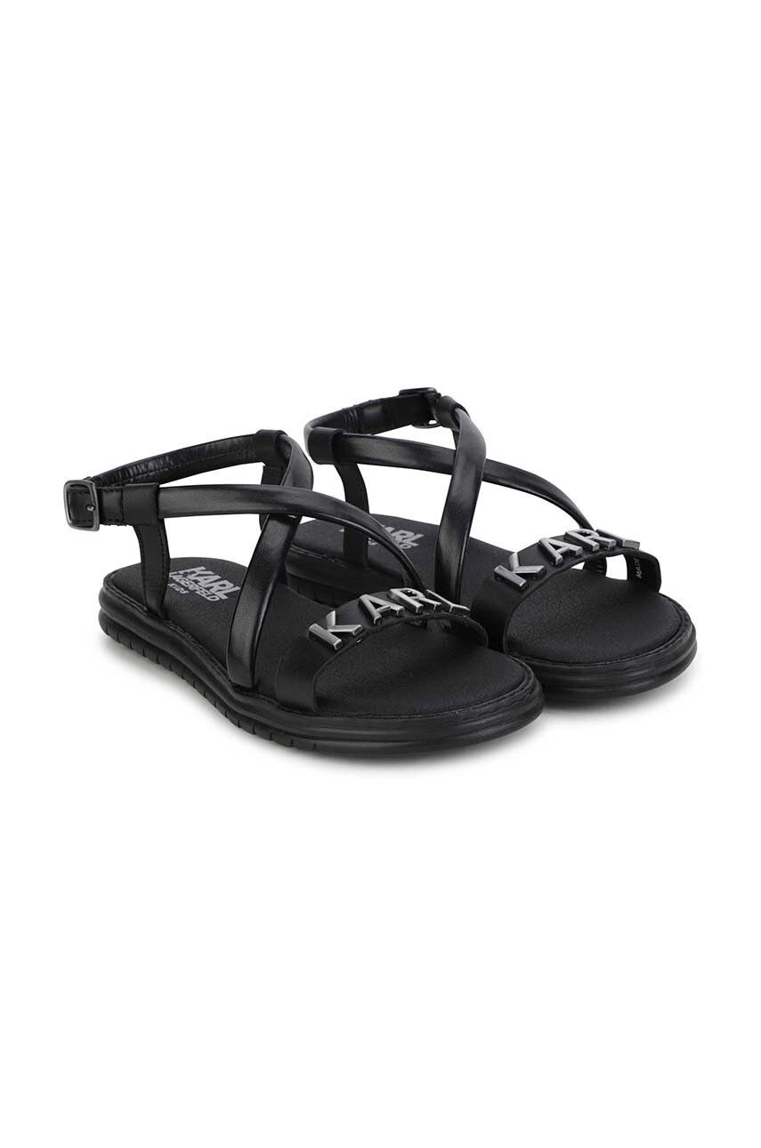 Detské kožené sandále Karl Lagerfeld čierna farba.