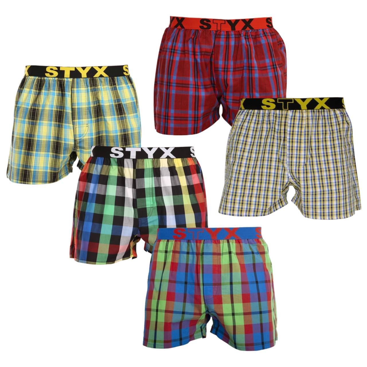 5PACK moške široke boksarice Styx športna guma večbarvne (5B0177621) M.
Iščete kratke hlače, ki združujejo slog, udobje in vrhunsko kakovost?
Kakovostni bombaž za popolno udobje
Kratke hlače so izdelane iz vrhunskega 100-odstotnega bombaža, ki ni le mehak na otip, ampak tudi odlično diha.
Klasičen kroj in sodoben videz
Zaradi ohlapnega kroja se boste v teh kratkih hlačah počutili povsem udobno, saj zagotavljajo veliko prostora za naravno gibanje.
Zakaj bi vsekakor morali preizkusiti kratke hlače Styx

100-odstotni bombaž za največje udobje: Kratke hlače so izdelane iz visokokakovostnega bombaža, ki je mehak, zračen in prijazen do kože, kar zagotavlja udobje ves dan.
Športna tkana guma: Čvrsta, a udobna elastika z logotipom Styx drži hlače na mestu, ne da bi se neprijetno zarezala ali razrahljala.
Češka proizvodnja in kakovostna izdelava: Styx je tradicionalna češka blagovna znamka, ki se ponaša z natančno izdelavo, vzdržljivostjo in dolgo življenjsko dobo izdelka.

Češka blagovna znamka Styx ponuja zabavo in vrhunsko kakovost
Spodnje perilo Styx je še posebej priljubljeno pri tistih, ki jim je pomembna individualnost.
Kako skrbeti za kratke hlače Styx?
Če želite, da bodo vaše kratke hlače dolgo ostale v odlični kondiciji, vam priporočamo naslednje nasvete.

Pralnica: Priporočamo pranje pri 30 °C, da bombaž ohrani mehkobo in barve ostanejo bogate.
Sušilni stroj: Sušenje v sušilnem stroju ni priporočljivo, da se material ne skrči.
Likanje: Bombaž lahko likate, vendar priporočamo nižjo temperaturo, da ne poškodujete tkanine.

Nasvet: Postanite strokovnjak za vzdrževanje spodnjega perila z z nasveti v našem članku in svojim najljubšim kosom zagotovite nego, ki si jo zaslužijo.