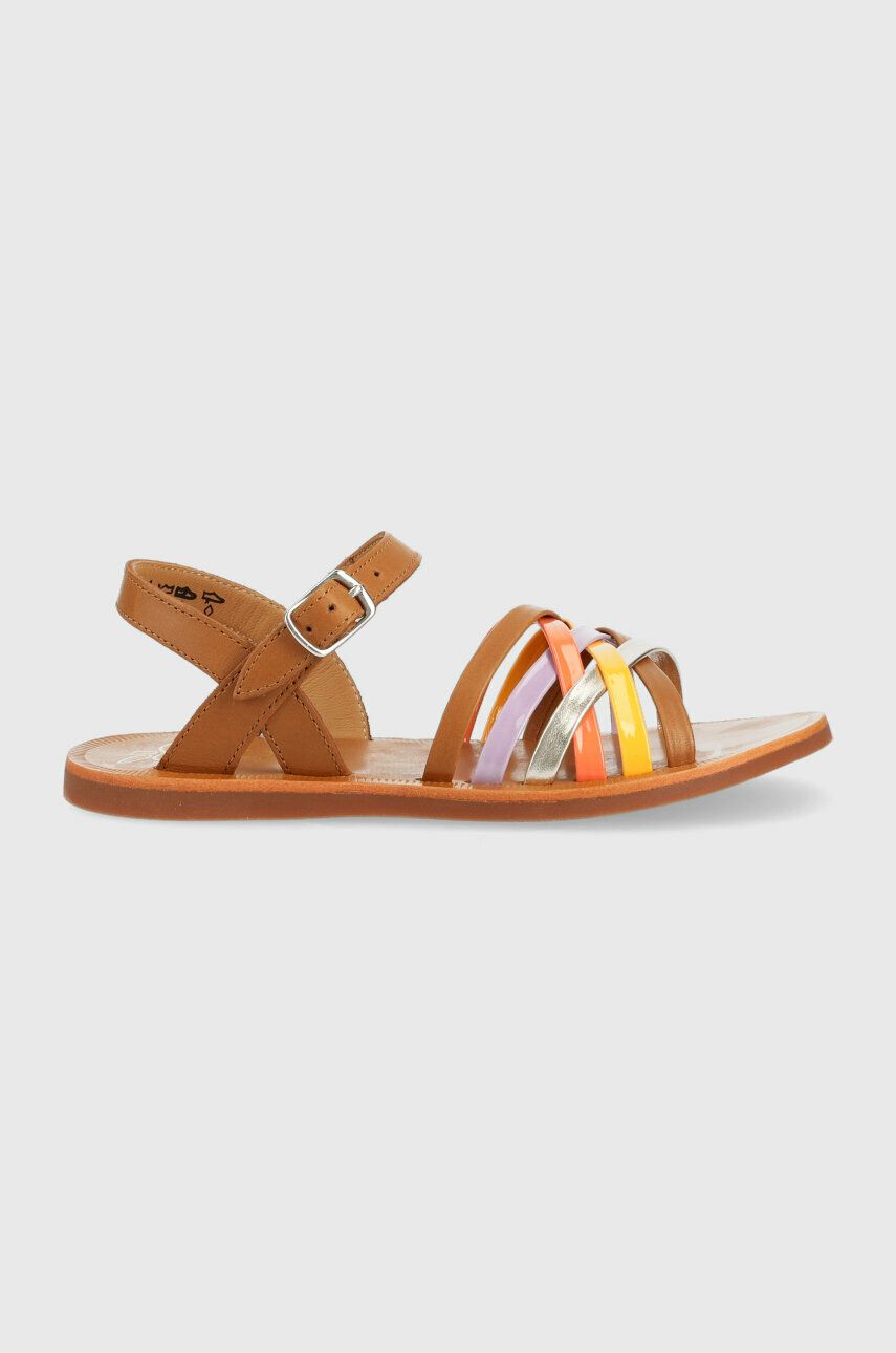Detské kožené sandále Pom D'api hnedá farba.