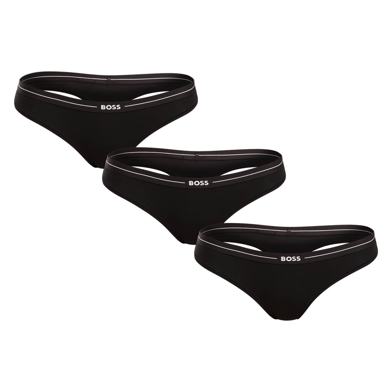 3PACK dámske tangá BOSS čierná (50510030 001) XS.
Doprajte si nadčasovú eleganciu a pohodlie v jednom s dámskymi tangami BOSS.
Kvalitná bavlna pre maximálne pohodlie
Nohavičky sú vyrobené z bavlny s prímesou elastanu, takže látka je príjemná na dotyk, priedušná a jemná k pokožke.
Čistý dizajn, ktorý sa hodí ku všetkému
Tanga BOSS majú jednoduchý strih, ktorý lichotí postave a hodí sa ku každému oblečeniu - od džínsov až po priliehavé šaty.
Prečo milujeme tangá BOSS

Bavlnený materiál, ktorý s vami dýcha.
Minimalistický dizajn, ktorý nikdy neomrzí, skvele padne každej postave.
Dokonalá kombinácia štýlu a funkčnosti.

Spodnú bielizeň BOSS si zamilujú všetky štýlové ženy
Značka BOSS vznikla odčlenením od známeho výrobcu oblečenia Hugo Boss ako línia výrobkov pre mužov a ženy, ktorí milujú kvalitné kúsky a nadčasový vzhľad.
Ako sa starať o tangá BOSS
Aby vám nová spodná bielizeň dlho vydržala ako nová, odporúčame vám dodržiavať nasledujúce pokyny týkajúce sa starostlivosti.

Pranie: Per na 40 °C s jemným pracím prostriedkom.
Sušenie: Nesuš v sušičke – sušenie na vzduchu je šetrnejšie a predĺži životnosť elastických vlákien.
Žehlenie: Je možné žehliť, ale len na nízky stupeň.

Tip: Staňte sa expertom na údržbu spodnej bielizne vďaka radám v našom článku a doprajte svojim obľúbeným kúskom starostlivosť, ktorú si zaslúžia.
