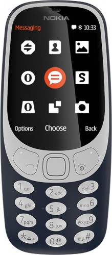 Tlačidlový telefón Nokia 3310 2017, modrá.