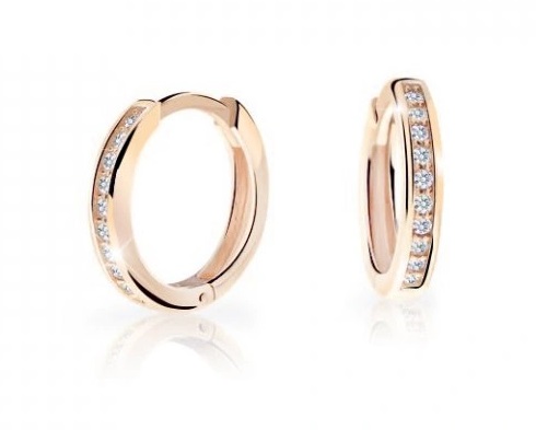 Cutie Jewellery Nadčasové kruhové náušnice z ružového zlata C3343-80-X-4 biela.