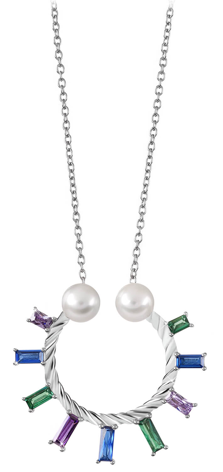 Silver Cat Dámsky náhrdelník so zirkónmi a perlami SC349.