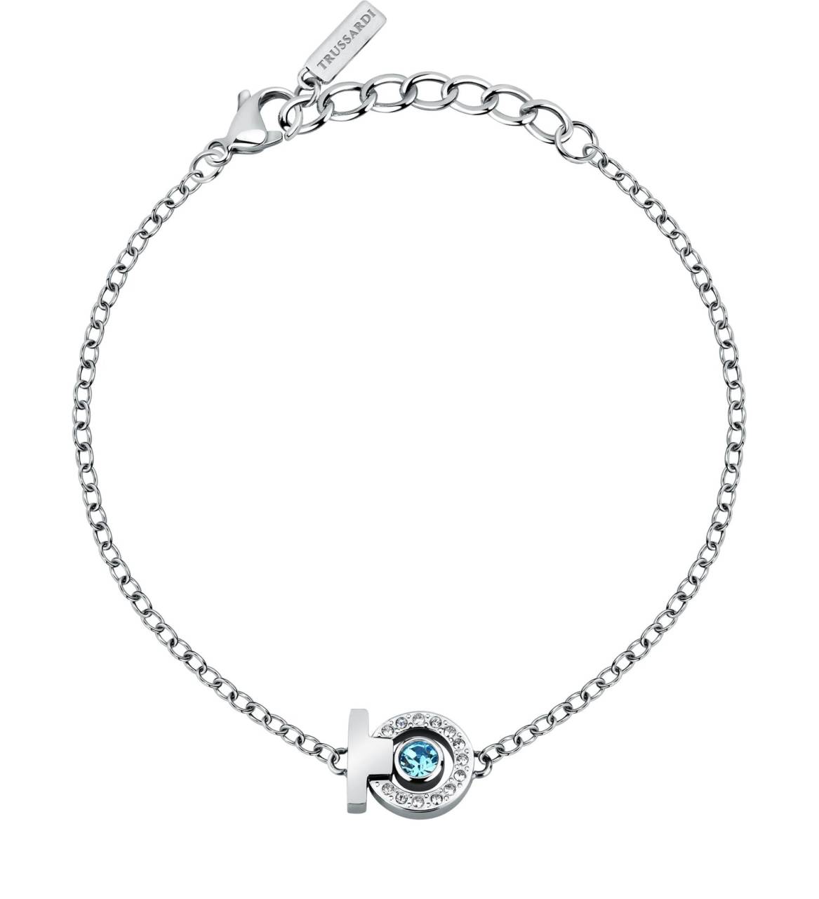 Trussardi Elegantný oceľový náramok so zirkónmi T-Logo TJAXC56.