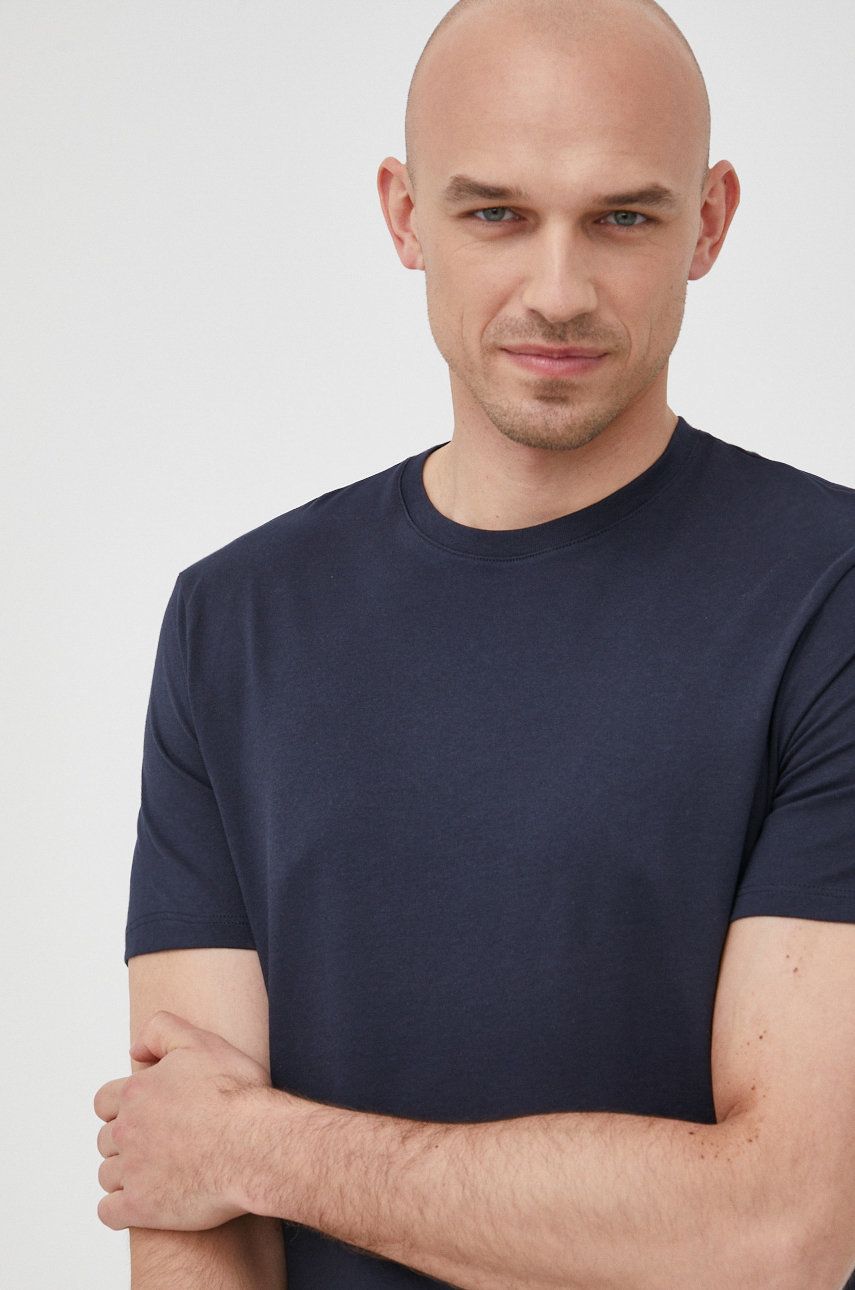 Bavlnené tričko Armani Exchange tmavomodrá farba, jednofarebné.