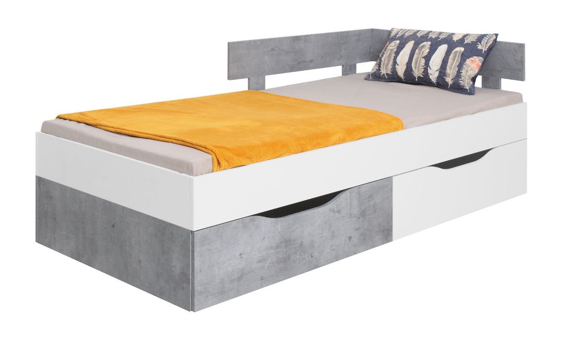 Detská posteľ omega 90x200cm s úložným priestorom - biela/betón.

 

Vďaka neutrálnej kombinácii farieb sa posteľ hodí do dievčenskej aj chlapčenskej izby.

 

Všetok nábytok patriaci do kolekcie Omega nájdete nižšie v súvisiacich produktoch.
