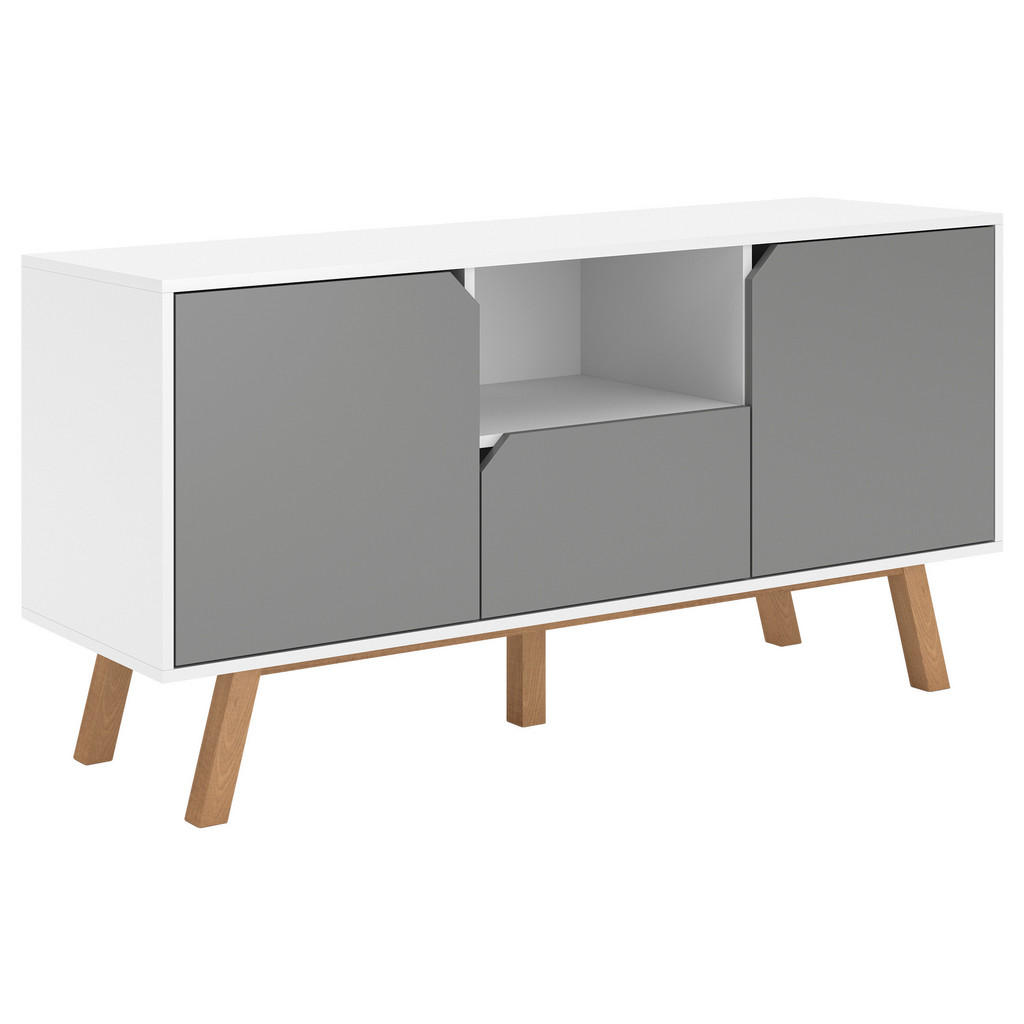 MID.YOU NÍZKA KOMODA, buk, grafitová, biela, 140/70/42 cm.