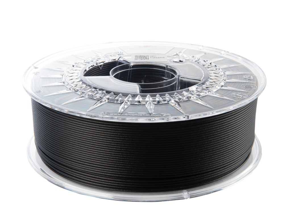 Spectrum 80720 3D filament, PA6 Low Warp CF15S, 1,75mm, 1000g, black.
Vlastnosti materiálu

dvojnásobná tuhosť v porovnaní s nemodifikovaným polyamidom.
vysoké mechanické vlastnosti a odolnosť proti oderu
vynikajúca chemická odolnosť
tepelná odolnosť HDT – 180 °C (0,45 MPa)
možnosť tlače na stolných tlačiarňach bez vyhrievanej komory
matný uhlíkový povrch tlače
dokonalá súdržnosť vrstiev



Aplikácie

funkčné prototypy
výrobné nástroje
pracovné súčasti zariadení a strojov – rotory, prevody
vedenia, ozubené koľajnice, vodiace valce
výroba ochranných krúžkov a dosiek so zvýšenou chemickou a koróznou odolnosťou