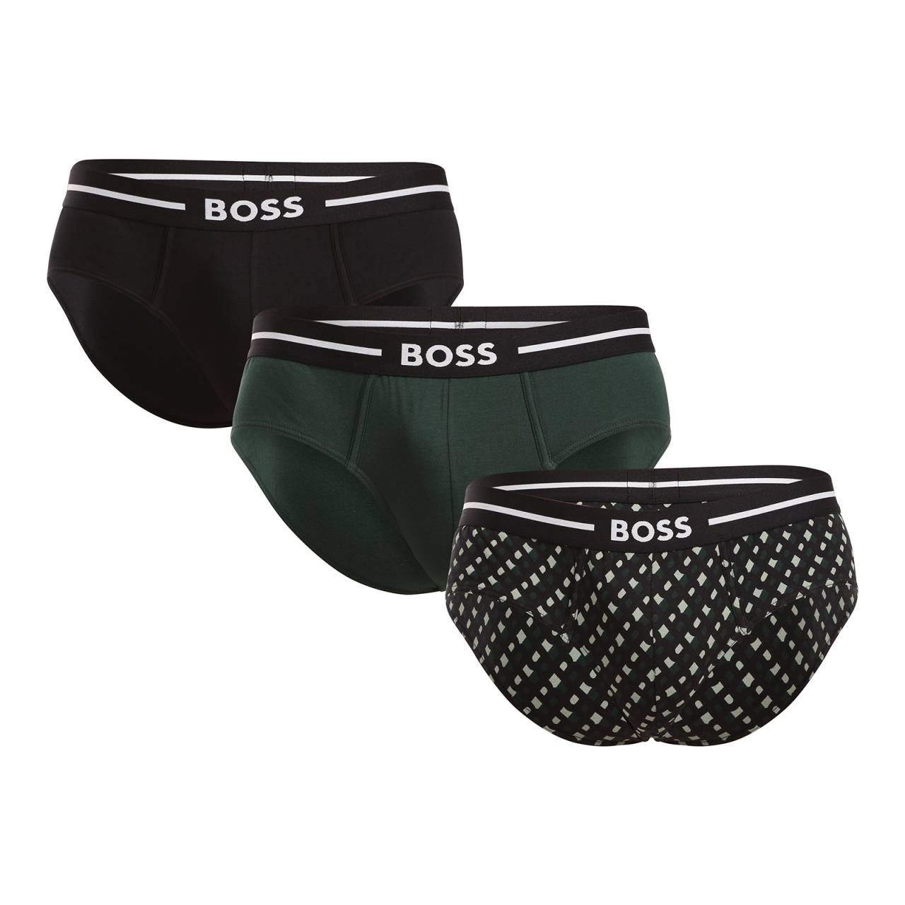 3PACK pánske slipy BOSS viacfarebné (50520164 975) XL.
Pánske slipy BOSS prinášajú ideálnu kombináciu štýlu, pohodlia a kvality.
Príjemný materiál na celodenné nosenie
Slipy BOSS vyrobené z bavlny s příměsí elastanu kombinují přírodní měkkost a prodyšnost s pružností.
Jednoduchý dizajn pre moderného muža
Elegantný minimalistický dizajn v klasických odtieňoch dopĺňa vytkaný pás s decentnými detailmi.
Prečo by slipy BOSS nemali chýbať vo vašom šatníku

Prémiový materiál s prímesou elastanu: Príjemný na tele, dobre sedí a drží tvar.
Elegantný dizajn s moderným štýlom: Decentný a zároveň výrazný vzhľad.
Pohodlný strih na každodenné nosenie: Perfektná voľba pre mužov, ktorí chcú kvalitu bez kompromisov.

Spodná bielizeň BOSS si obľúbia všetci štýloví muži
Značka BOSS sa oddelila od dobre známeho výrobcu oblečenia Hugo Boss ako rad produktov pre mužov, ktorí milujú kvalitné kúsky a nadčasový vzhľad.
Ako sa starať o pánske slipy BOSS
Aby vám obľúbená spodná bielizeň vydržala dlho, odporúčame dodržiavať nasledujúce pokyny na údržbu.

Pranie: Per na 40 °C, ideálne naruby, aby sa predĺžila životnosť gumy aj farieb.
Sušenie: Slipy možno bezpečne sušiť v sušičke na nízkom režime.
Žehlenie: Môžeš ich žehliť na nižšej teplote vhodné pre bavlnu, ale vždy sa vyhni priamemu kontaktu žehličky s gumou.

Tip: Tvoje obľúbené spodné prádlo si zaslúži jemné zaobchádzanie.