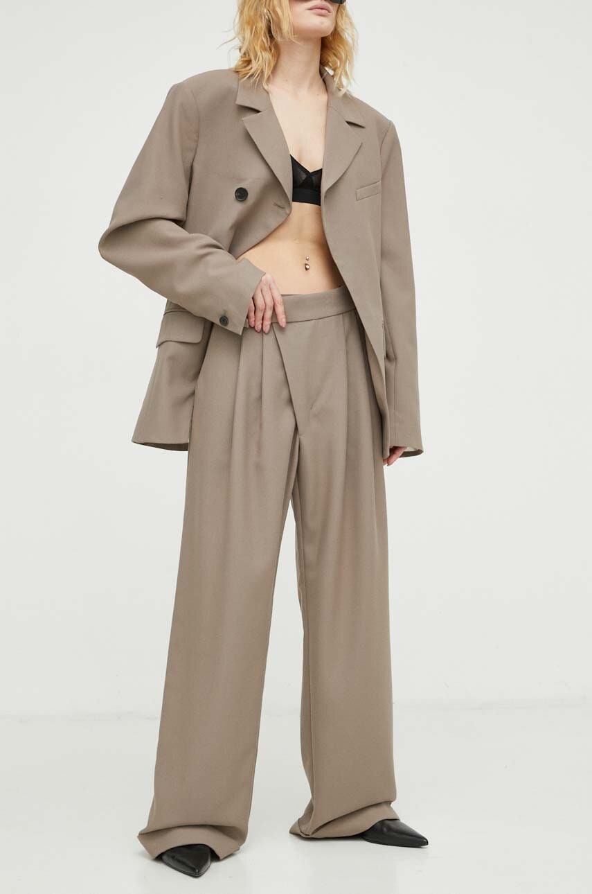 Nohavice Won Hundred dámske,hnedá farba,rovné,vysoký pás,2877-14199.