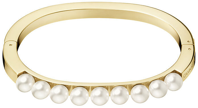 Calvin Klein Pevný pozlátený náramok s perličkami Circling KJAKJD14010 5,4 x 4,3 cm - XS.