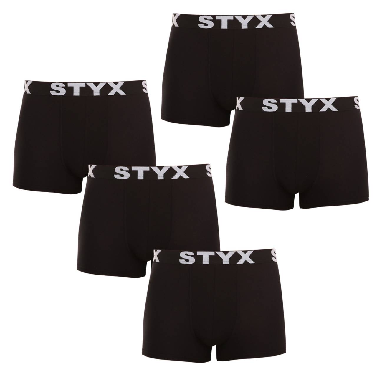 5PACK Herren Klassische Boxershorts  Styx sportlicher Gummi  oversized schwarz (5R960) 4XL.
Gönnen Sie sich Komfort für den ganzen Tag mit den Styx Boxershorts für Männer in einer klassischen Farbgebung.
Hochwertiges Material für maximalen Komfort
Die Boxershorts sind aus einer hochwertigen Mischung aus Baumwolle und Kunstfasern gefertigt.
Praktisches Design und tschechische Präzision
Styx Boxershorts haben kürzere Beine, die nirgends einrollen und Ihnen maximale Bewegungsfreiheit bieten.
Warum Styx Boxershorts wählen

Tschechische Qualität: Entworfen und hergestellt in der Tschechischen Republik, was eine hohe Qualität der Verarbeitung garantiert.
Hochwertige Materialien: Kombination aus Baumwolle, Modal und Elastan für maximalen Komfort.
Universelles Design: Kürzere Beine und modisch-sportlicher Gummizug für jede Gelegenheit.

Styx-Unterwäsche ist eine der beliebtesten
Die tschechische Marke Styx ist bei den Kunden vor allem für ihre Shorts mit neuartigen Mustern in kräftigen Farben bekannt.
Wie pflege ich meine Styx-Boxershorts richtig?

Wäscherei: Bei 30°C mit einem milden Waschmittel waschen, damit das Material weich und bequem bleibt.
Trocknen: Es wird nicht empfohlen, Boxershorts im Wäschetrockner zu trocknen, sondern an der Luft zu trocknen, damit sie ihre Form behalten.
Bügeln: Falls erforderlich, bügeln Sie bei niedriger Temperatur, um die Weichheit des Materials zu erhalten.

Tip: Werden Sie ein Experte für die Pflege von Unterwäsche mit den Ratschlägen in unserem Artikel und geben Sie Ihren Lieblingsstücken die Pflege, die sie verdienen.