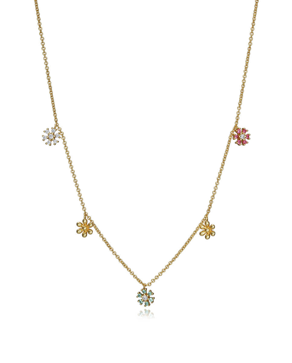 Viceroy Pozlátený náhrdelník sa trblietavými kvetinami 61072C100-39.